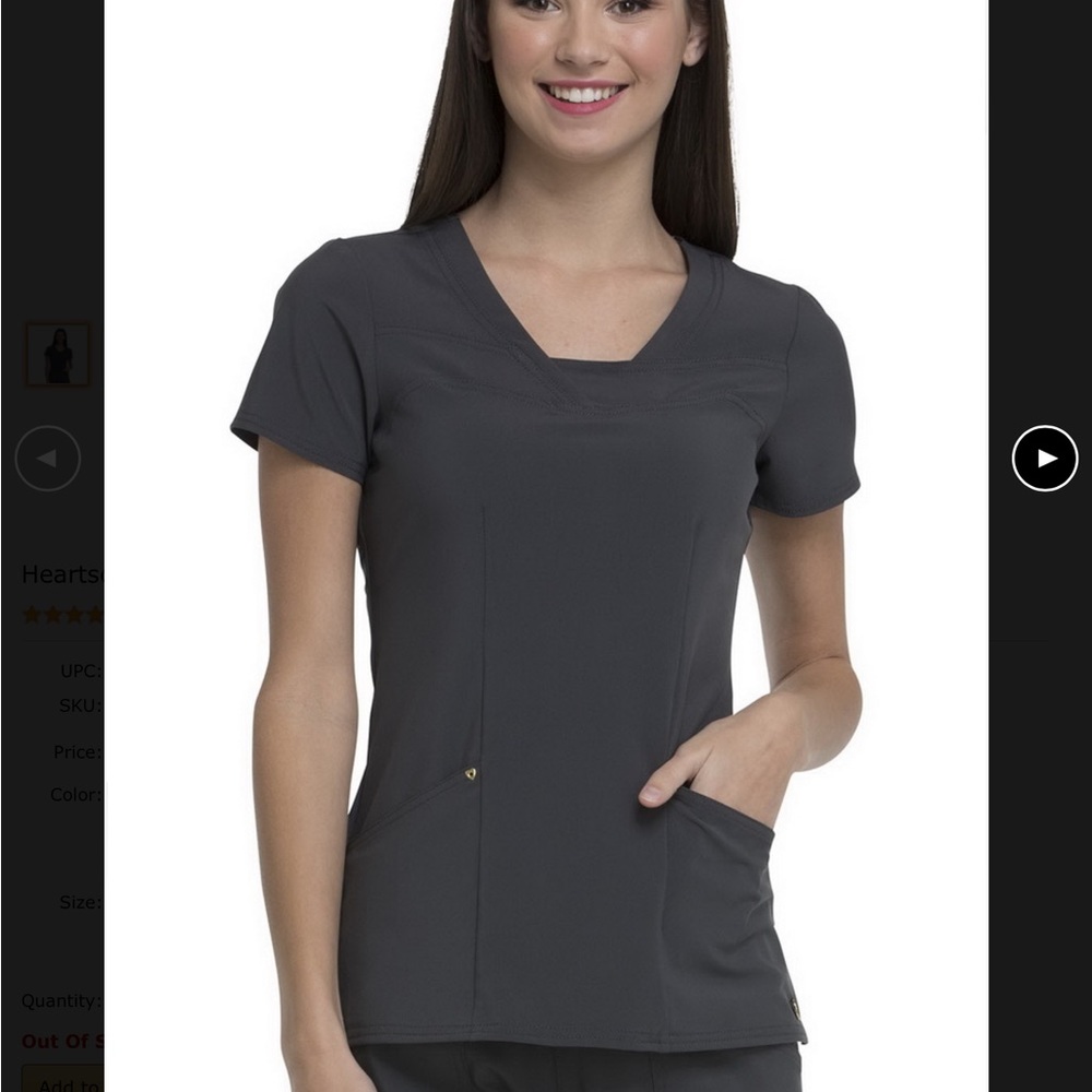 Heart Soul scrub top medium charcoal grey HS665
